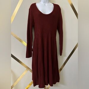 Lane Bryant Deep Red Long Sleeve Dress